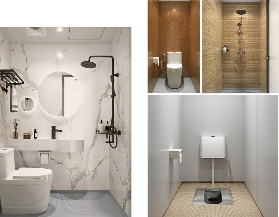 สีเดียวหลายสี SMC All-in-one Prefab Bathroom